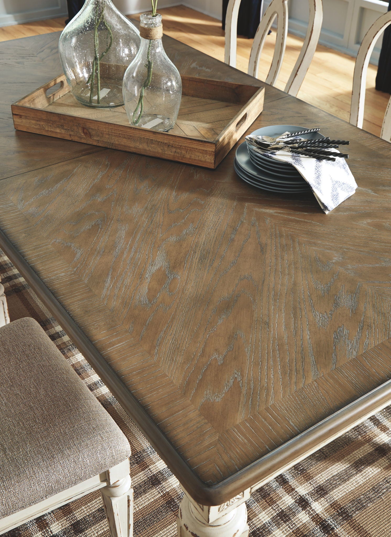Realyn - Rectangular Dining Room Extension Table - Chipped White, alternate view 7 with engineered wood
