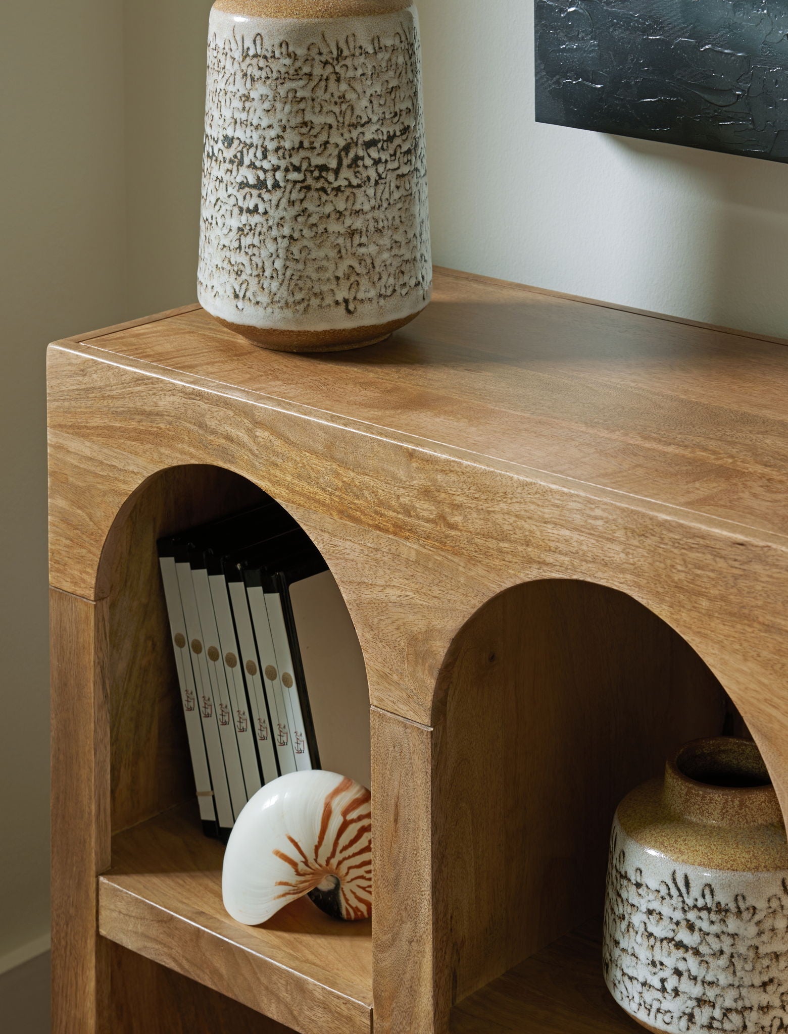 Luzmanacy - Console Sofa Table - Natural Brown, alternate view 4 with wood construction