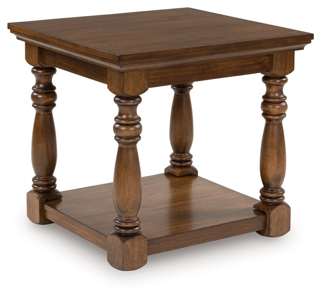 Sturlayne - Rectangular End Table - Brown, product view with wood construction
