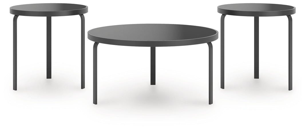 Dorylin - Occasional Table Set (Set of 3) - Black, product view with glass