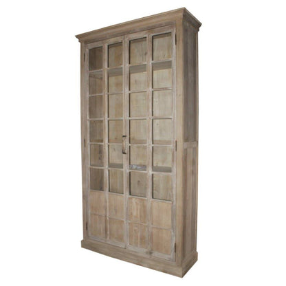 Clairmont - Wood 95" Glass Almirah - Light Brown, product view