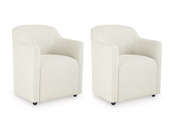 Radkin - Dining Upholstered Arm Chair (Set of 2) - Off White, product view with performance fabric
