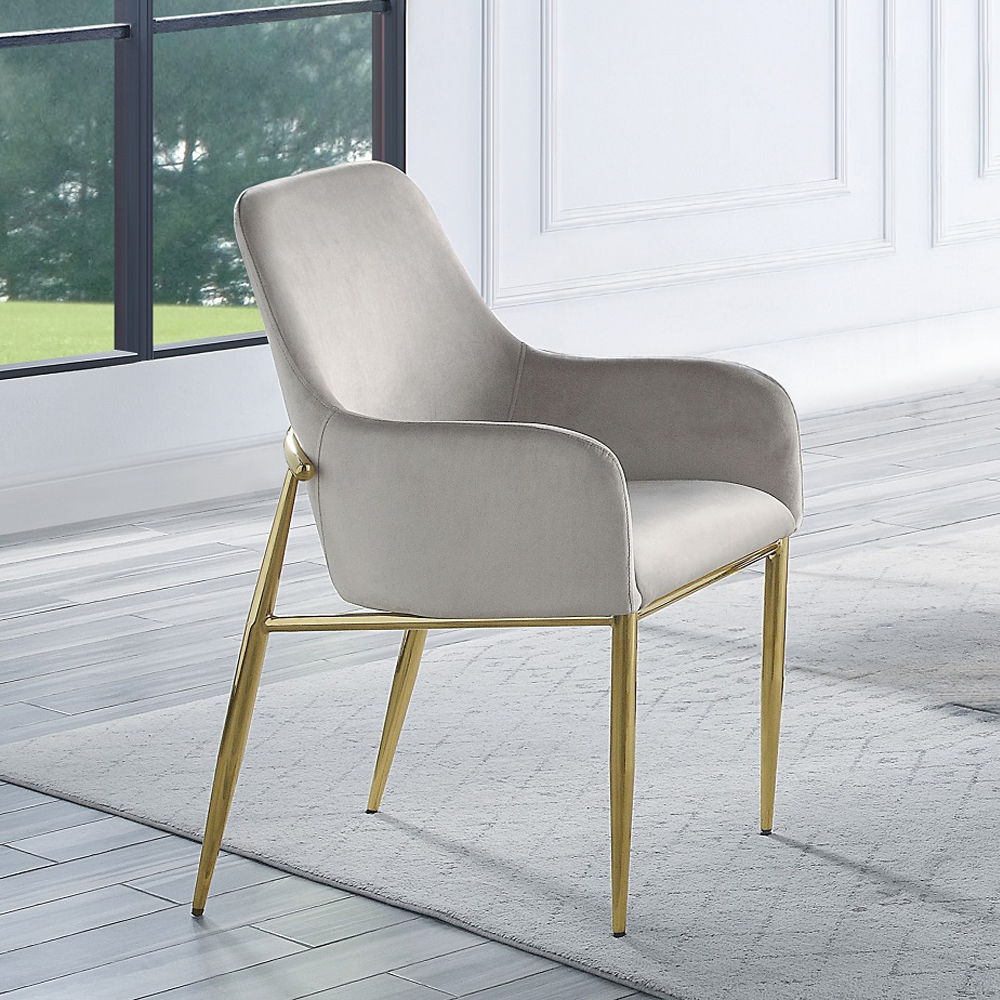 Barnard - Side Chair (Set of 2) - Gray Velvet & Mirrored Gold, alternate view 4
