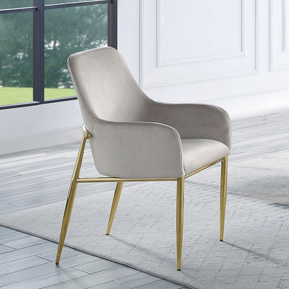 Barnard - Side Chair (Set of 2) - Gray Velvet & Mirrored Gold, alternate view 4
