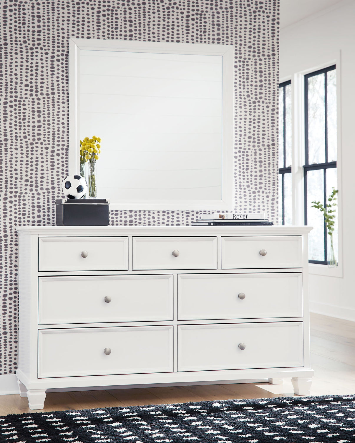 Fortman - Dresser And Mirror - White, alternate view 8 with wood construction