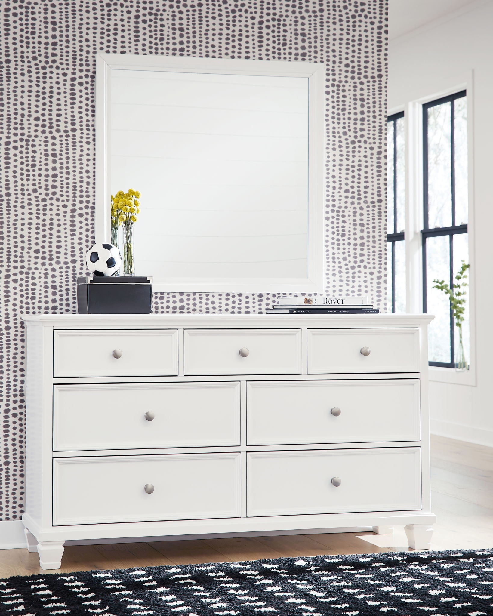Fortman - Dresser And Mirror - White, alternate view 8 with wood construction