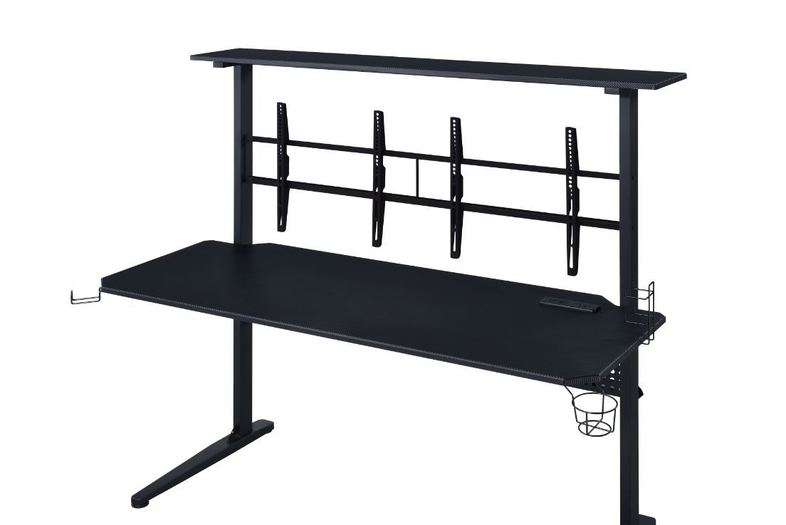 Canzi - Gaming Desk With USB - Black, alternate view 5 with wood construction