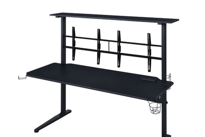 Canzi - Gaming Desk With USB - Black, alternate view 5 with wood construction