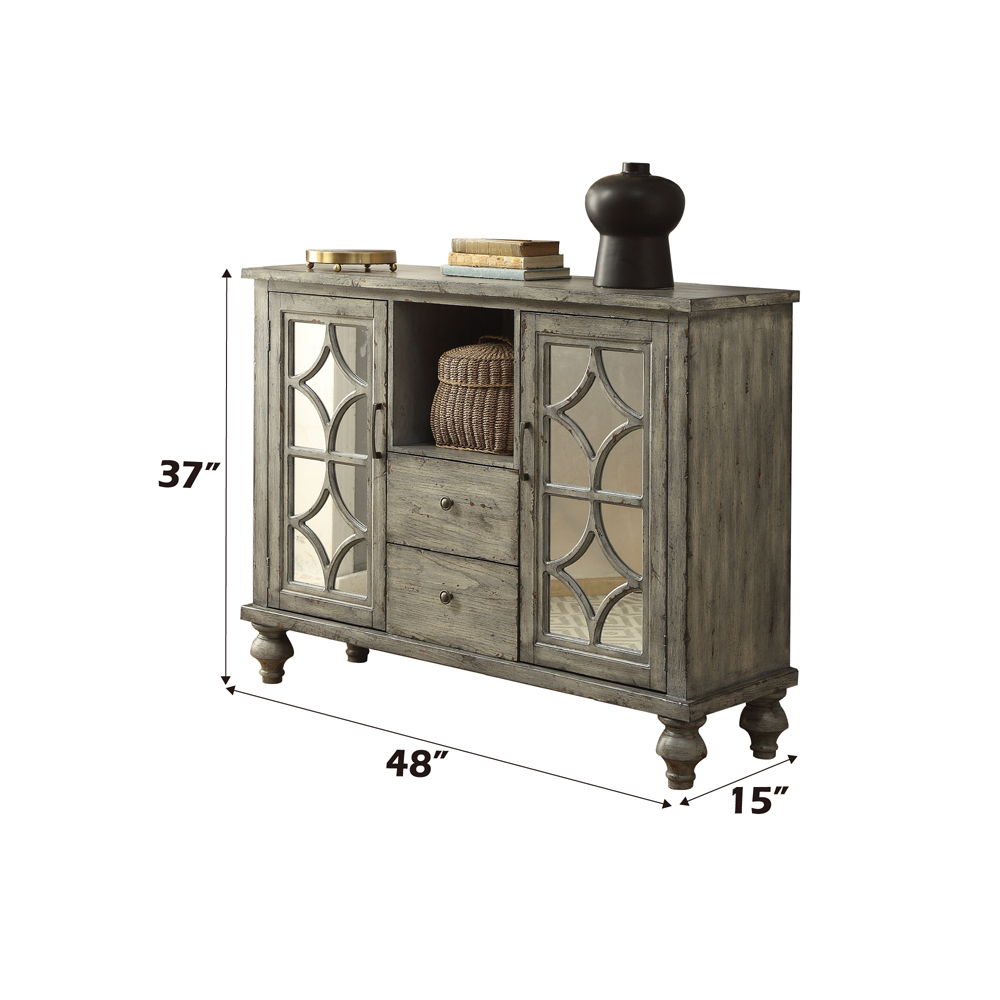 Velika - 48" Console Cabinet - Weathered Gray, alternate view 2 with wood construction