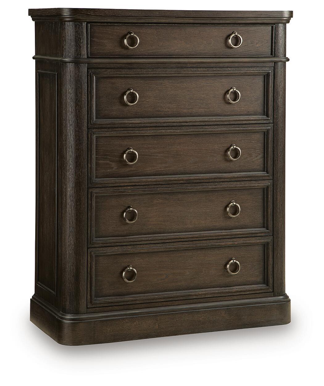 Wickenger Five Drawer Chest Dark Brown