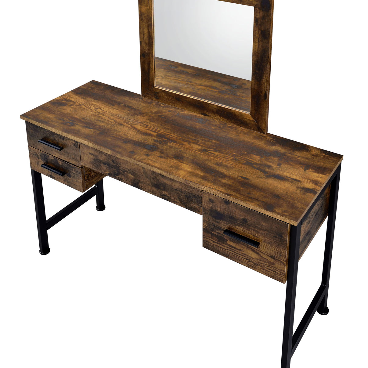 Juvanth - Vanity Desk & Mirror - Rustic Oak & Black, alternate view 6 with wood construction