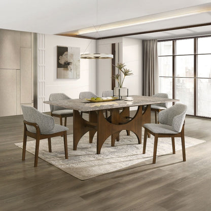 Oleia - Dining Table With Engineered Marble - Natural Marble & Walnut, alternate view 8 with wood construction
