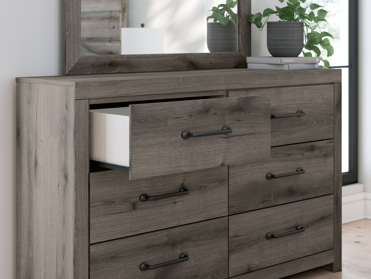 Graystorm - Six Drawer Dresser, alternate view 16 with linen fabric