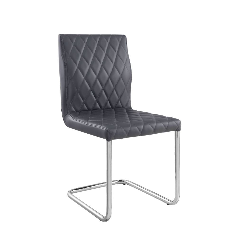 Ansonia - Side Chair (Set of 2) - Gray Synthetic Leather & Chrome, product view with wood construction