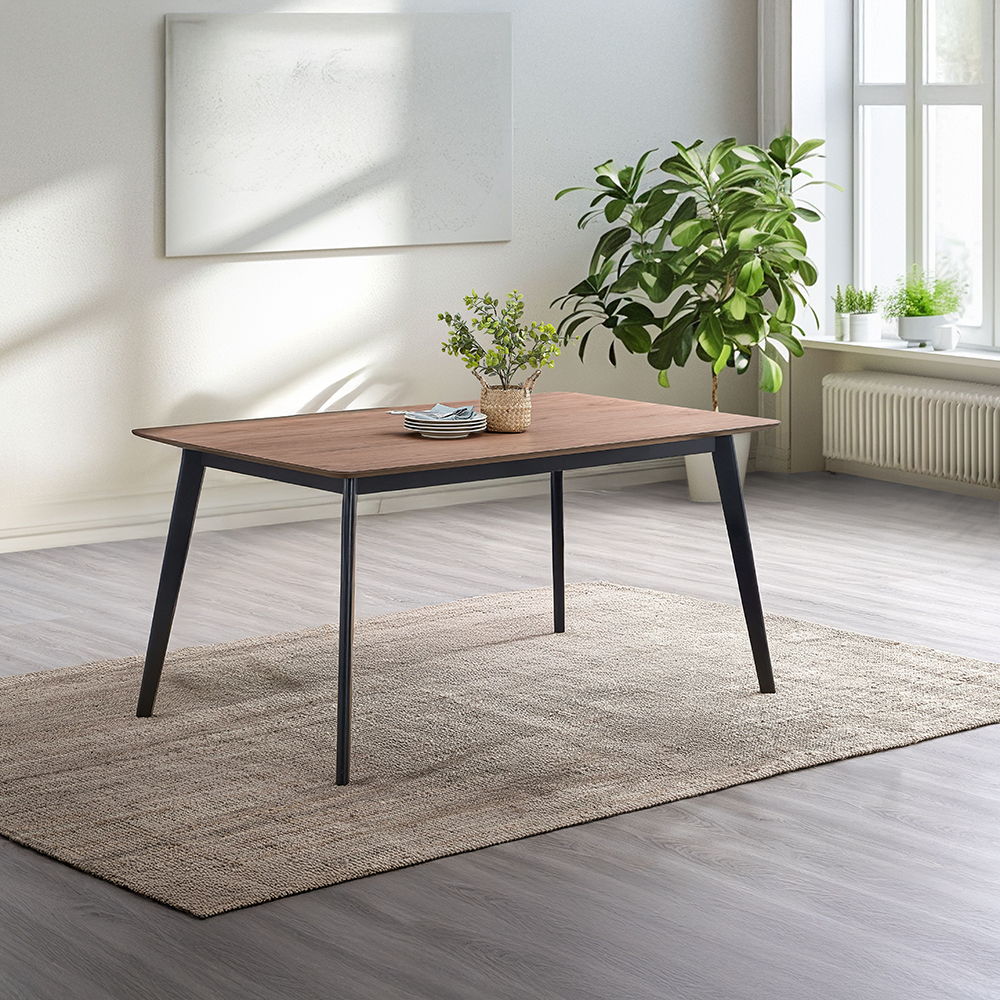 Rebi - Dining Table - Walnut & Black, alternate view 8 with wood construction