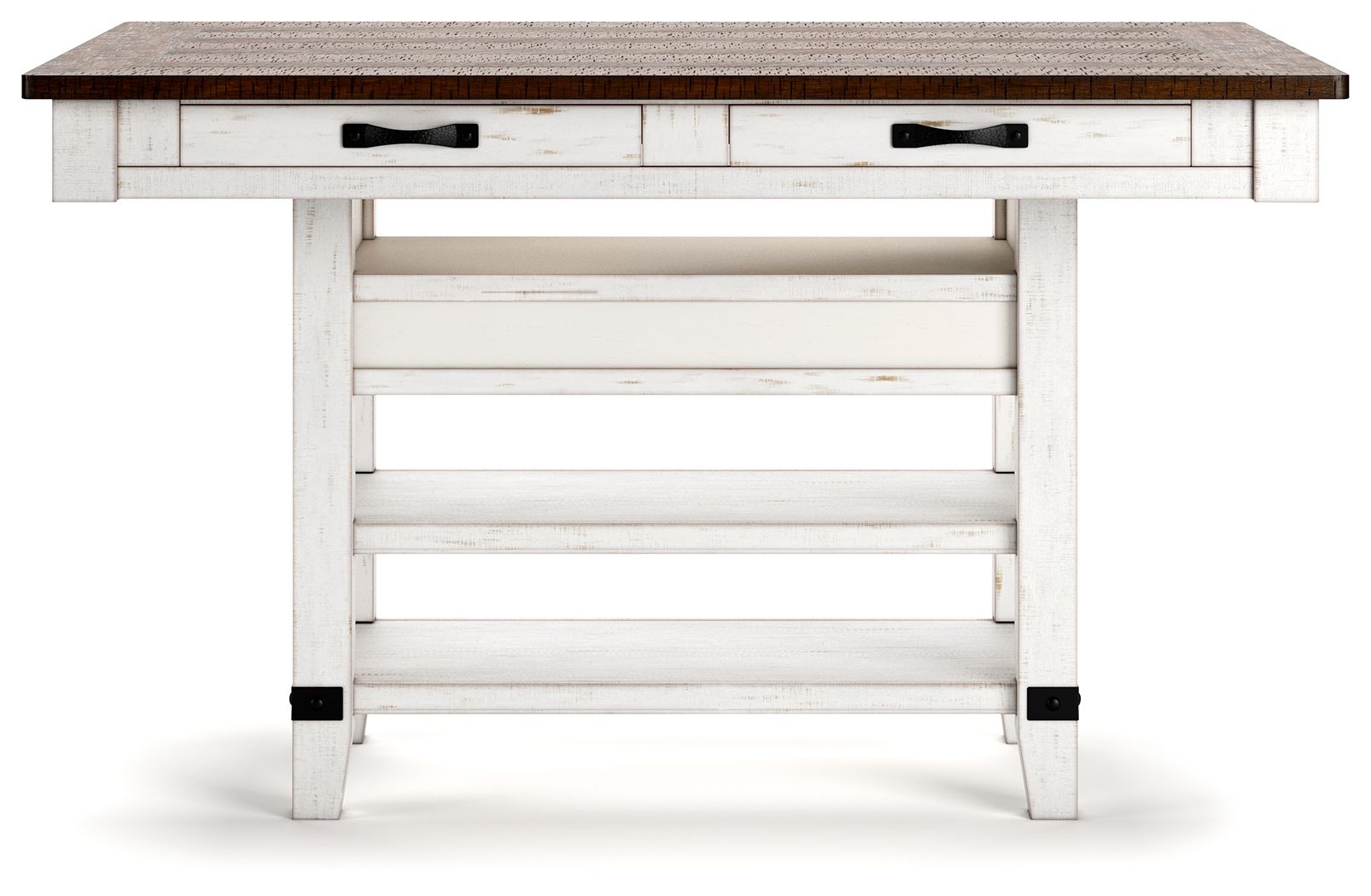 Valebeck - 5 Pc. - Counter Table With Wine Rack, 4 Swivel Stools - White / Brown, alternate view 7 with wood construction