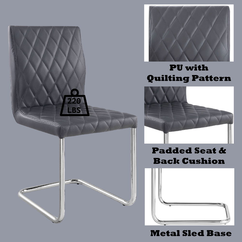 Ansonia - Side Chair (Set of 2) - Gray Synthetic Leather & Chrome, alternate view 8 with wood construction