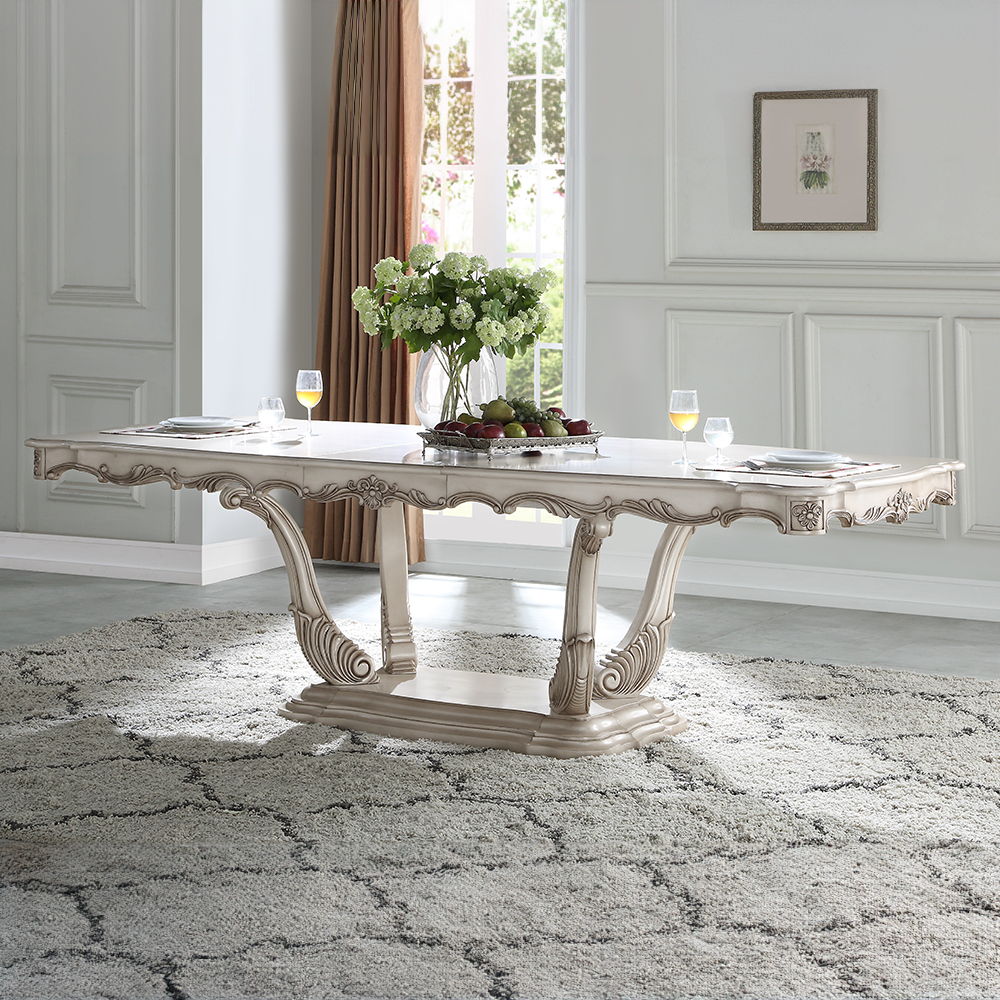 Gorsedd - Dining Table - Golden Ivory, product view with wood construction