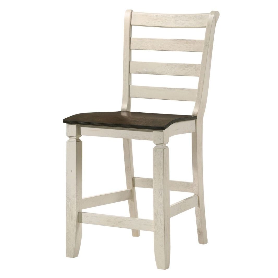 Tasnim - Counter Height Chair (Set of 2) - Oak & Antique White, product view with linen fabric