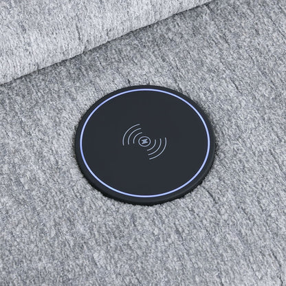 Fullar - Modular Console With Wireless Charger - Light Gary Chenille