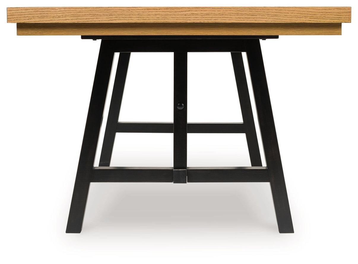 Galliden - Rectangular Dining Room Extension Table - Black / Brown, alternate view 4 with wood construction