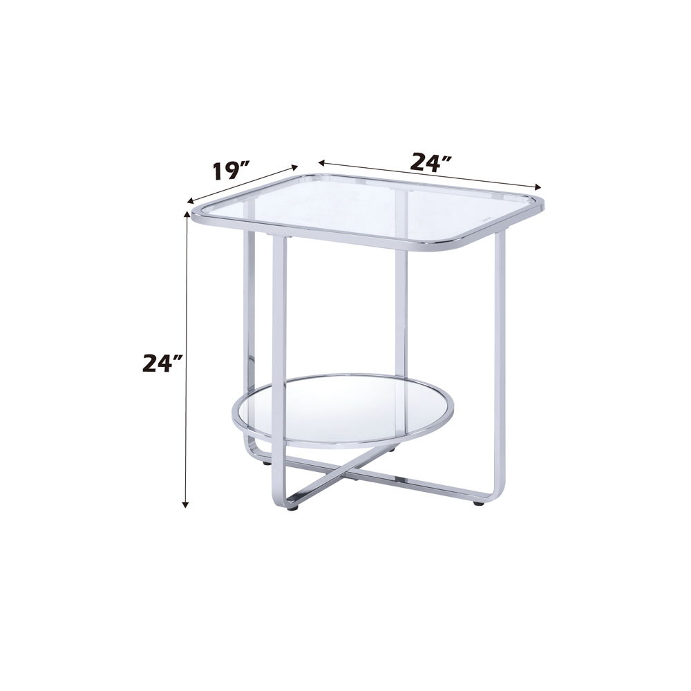Hollo - End Table - Glass & Chrome, alternate view 2 with metal