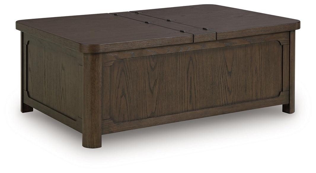 Breckington - Cocktail Table With Storage - Dark Brown, product view with wood construction