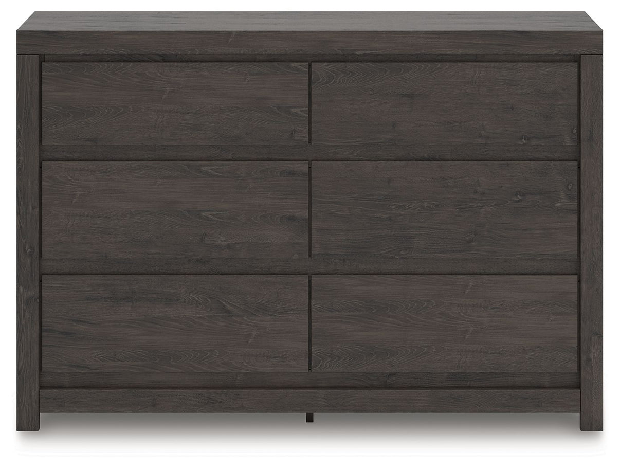 Fraluna - Six Drawer Dresser - Charcoal, alternate view 5 with linen fabric
