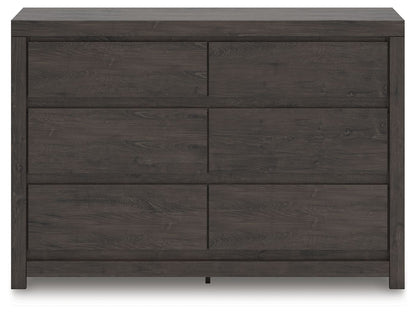 Fraluna - Six Drawer Dresser - Charcoal, alternate view 5 with linen fabric