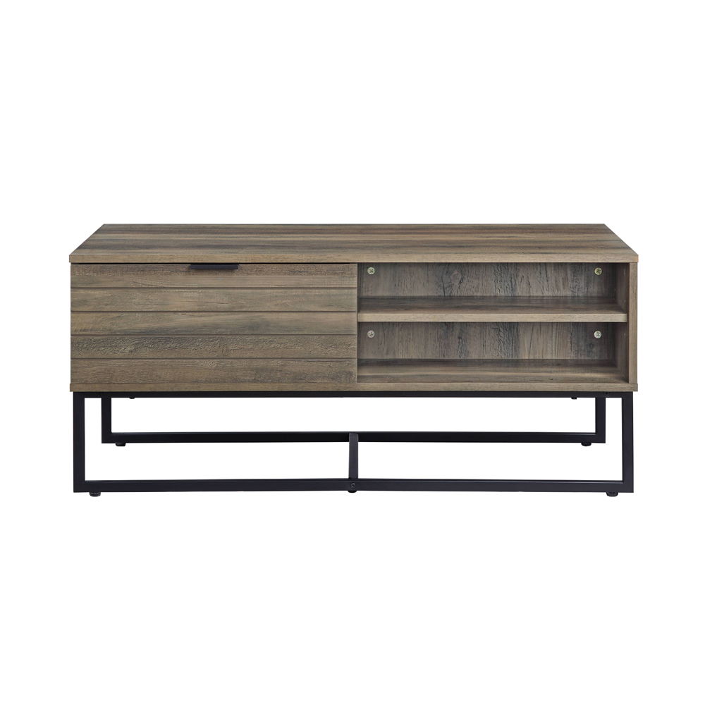 Homare - Coffee Table - Rustic Oak & Black, alternate view 4 with wood construction