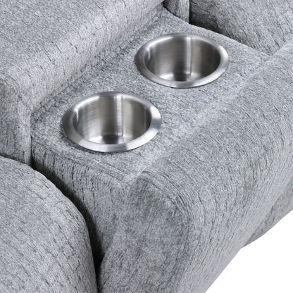 Fullar - Modular Console With Wireless Charger - Light Gary Chenille