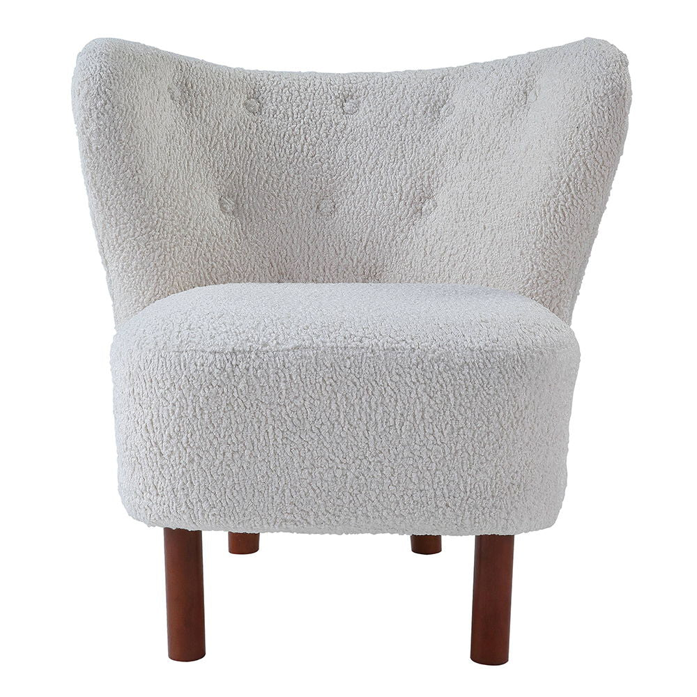 Zusud - Accent Chair - White Teddy Sherpa, alternate view 7 with wood construction