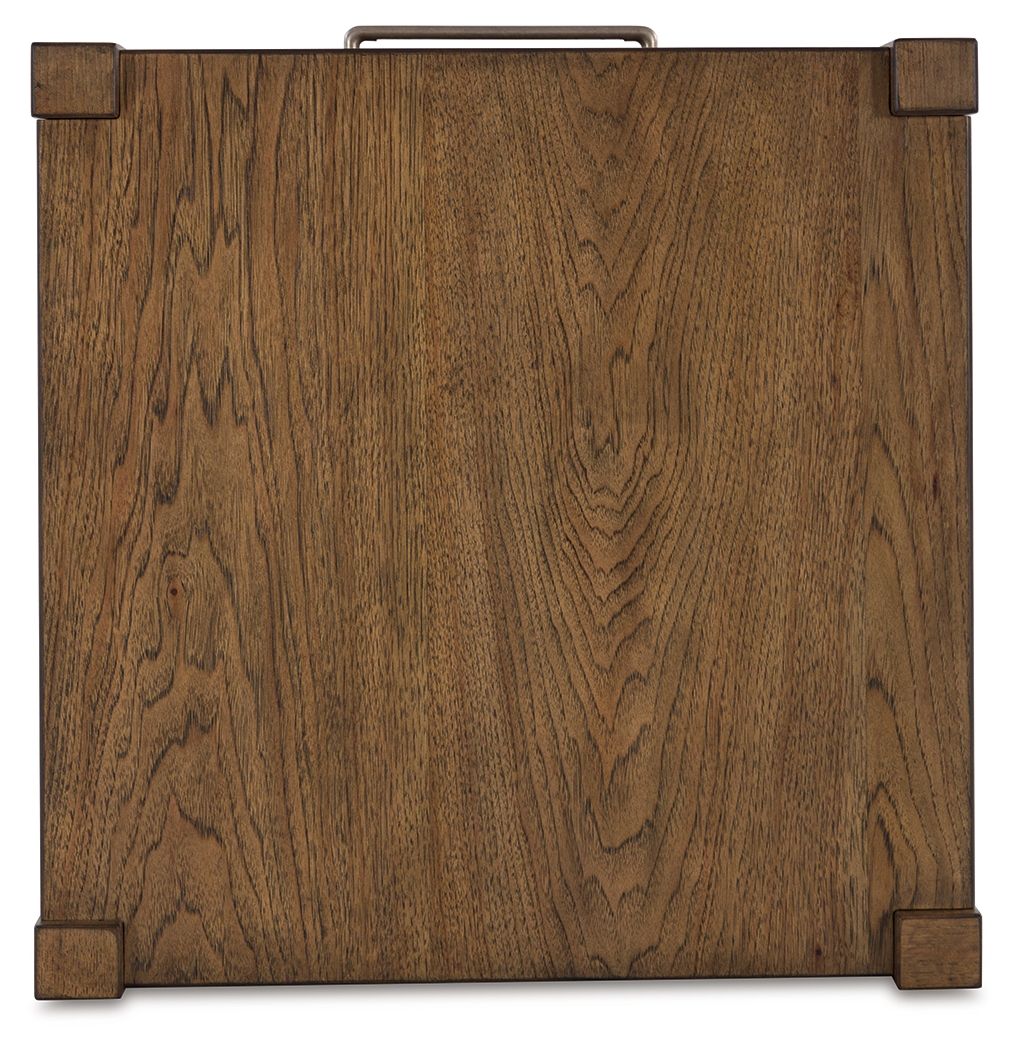 Cabalynn - Square End Table - Light Brown, alternate view 7 with wood construction