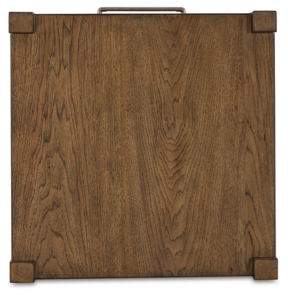 Cabalynn - Square End Table - Light Brown, alternate view 7 with wood construction