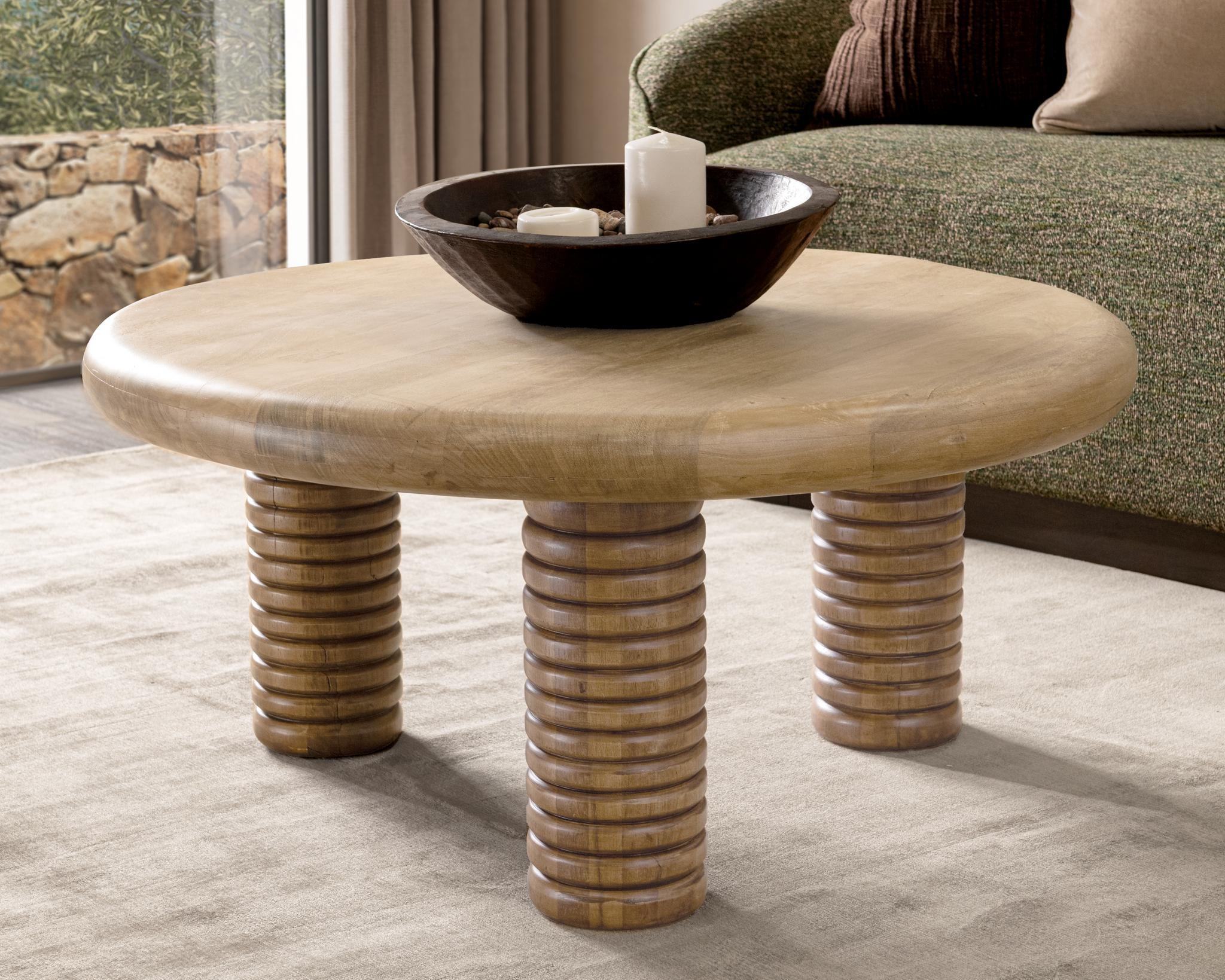 Ilaria - Reclaimed Wood Round Coffee Table - Sand Washed, alternate view 7