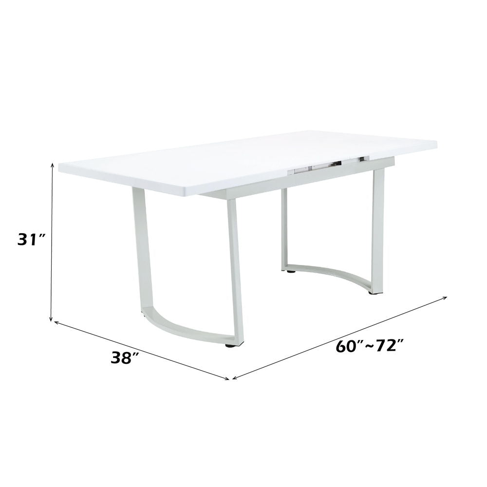 Palton - Dining Table - High Gloss White, alternate view 6 with metal