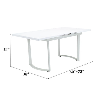Palton - Dining Table - High Gloss White, alternate view 6 with metal