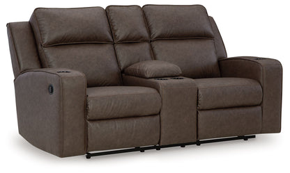 Lavenhorne - Dbl Rec Loveseat W/Console - Granite