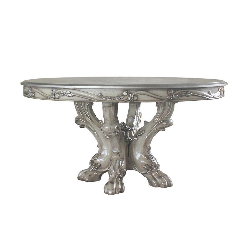 Dresden - Round Pedestal Dining Table - Vintage Bone White, product view with wood construction
