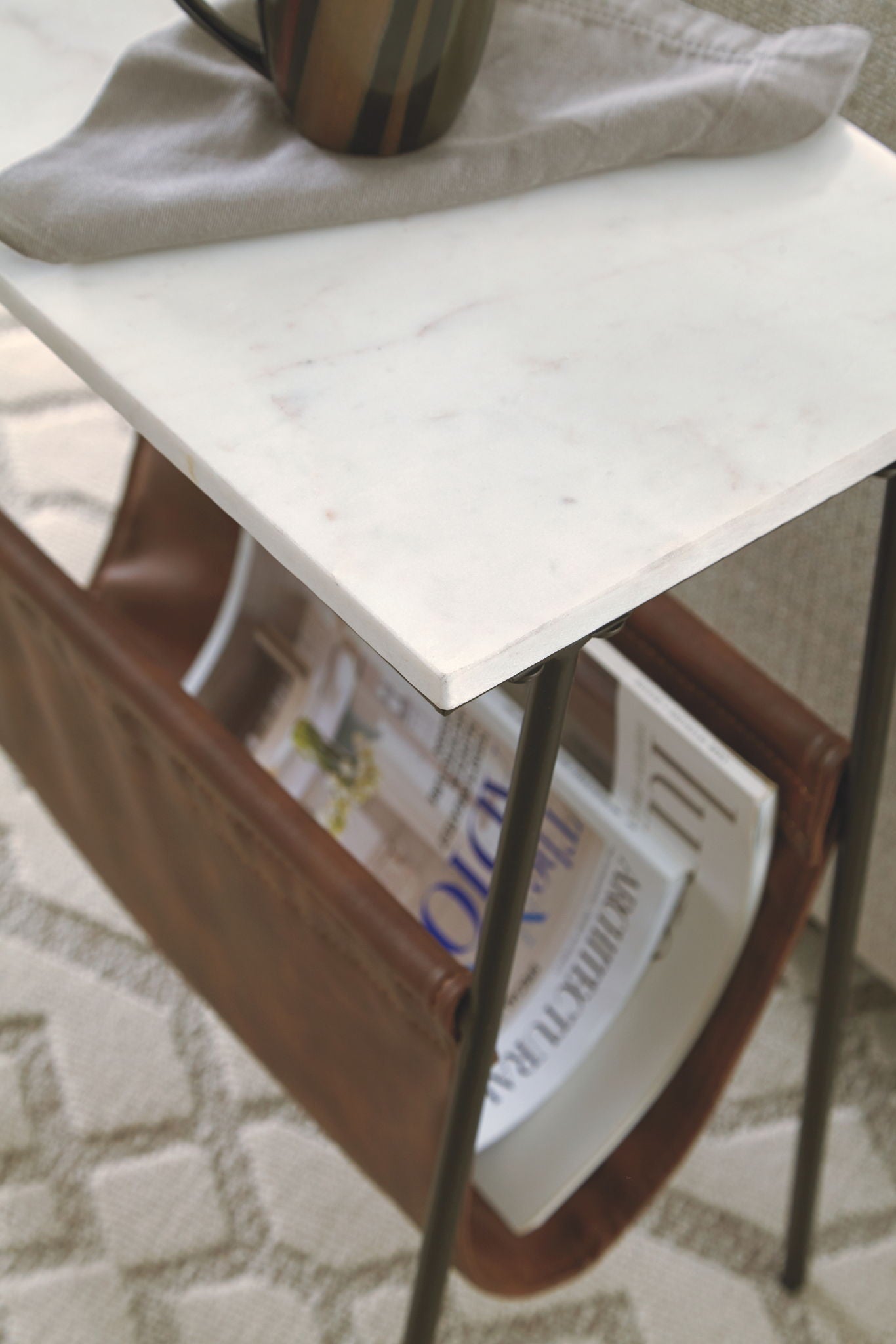 Etanbury - Accent Table - Brown / Black / White, alternate view 6 with faux leather