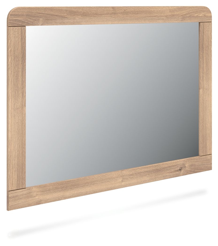 Kinlanni - Bedroom Mirror - Tan, product view with engineered wood