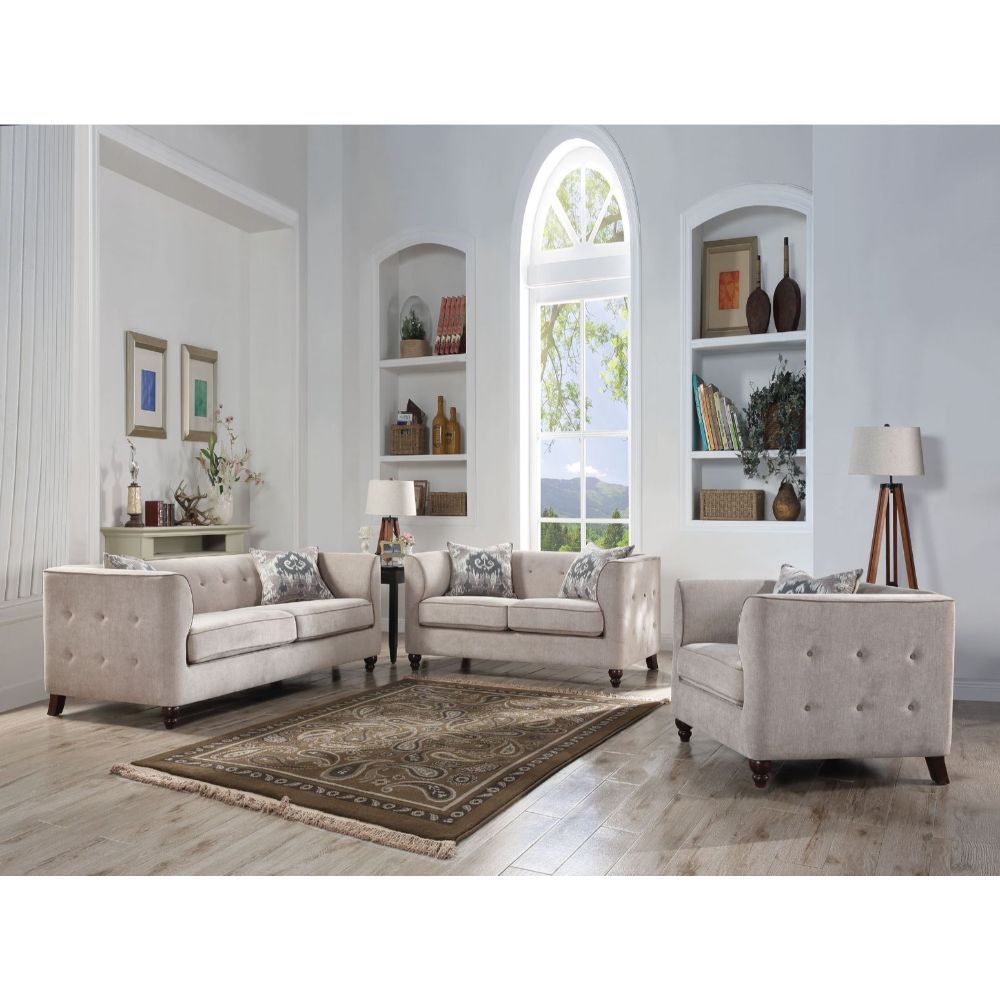 Cyndi - Chair With Pillow - Tan Velvet, product view with wood construction