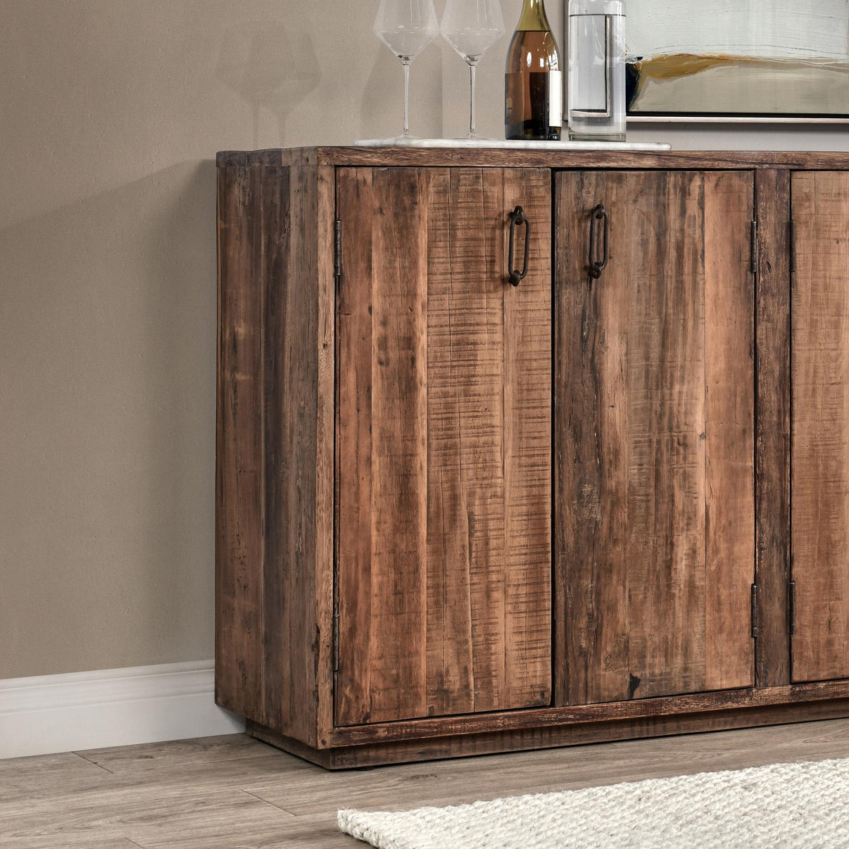 Cleo - 6 Door Buffet - Natural, alternate view 8 with linen fabric