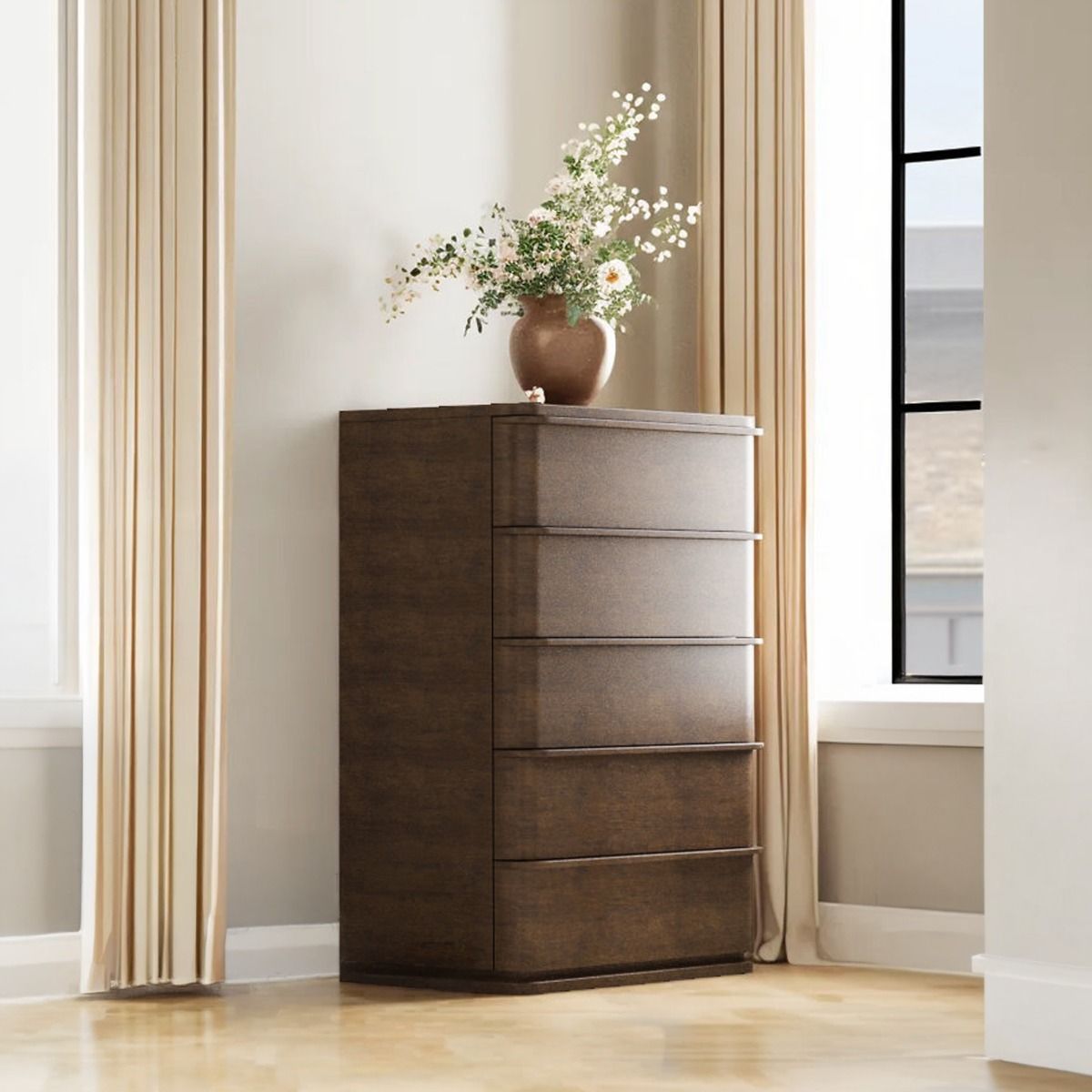 Zoey - Chest - Brown Oak, alternate view 8 with linen fabric