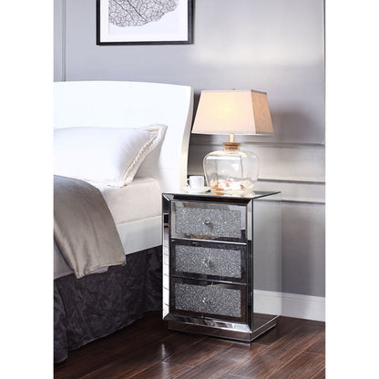 Noralie - 26" Accent Table - Mirrored, Faux Diamonds, alternate view 7 with glass