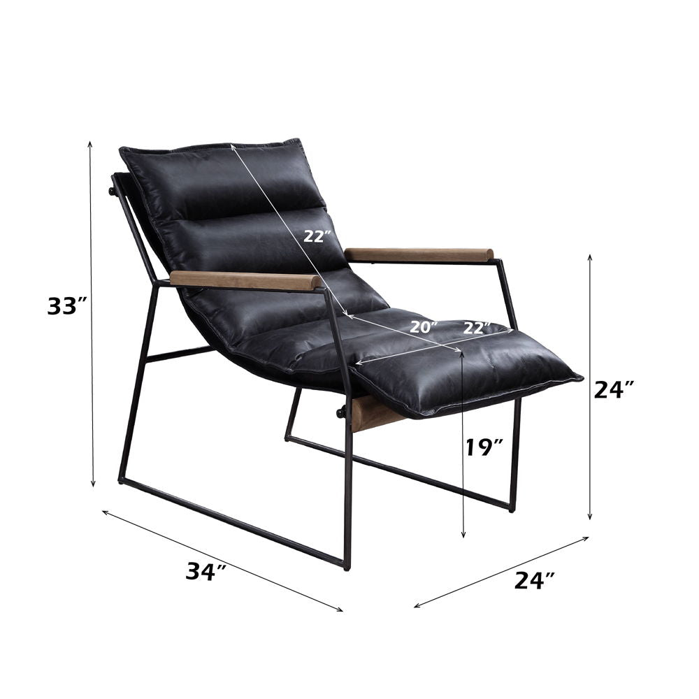 Luberzo - Accent Chair - Distress Espresso Top Grain Leather & Matt Iron, alternate view 6 with cotton fabric