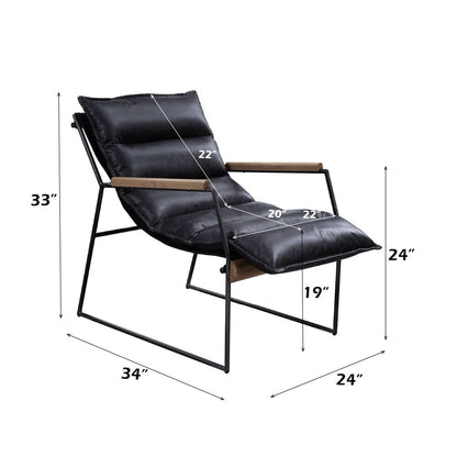 Luberzo - Accent Chair - Distress Espresso Top Grain Leather & Matt Iron, alternate view 6 with cotton fabric