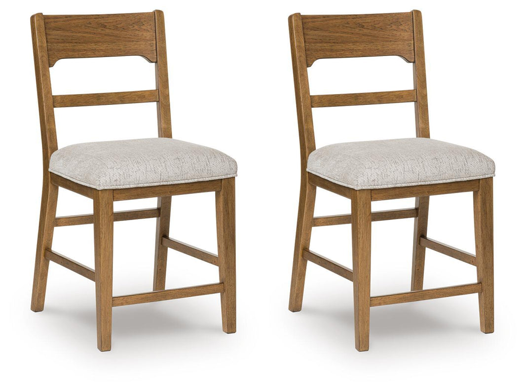 Cabalynn - Upholstered Barstool (Set of 2) - Oatmeal / Light Brown - Signature Design by Ashley® - 1