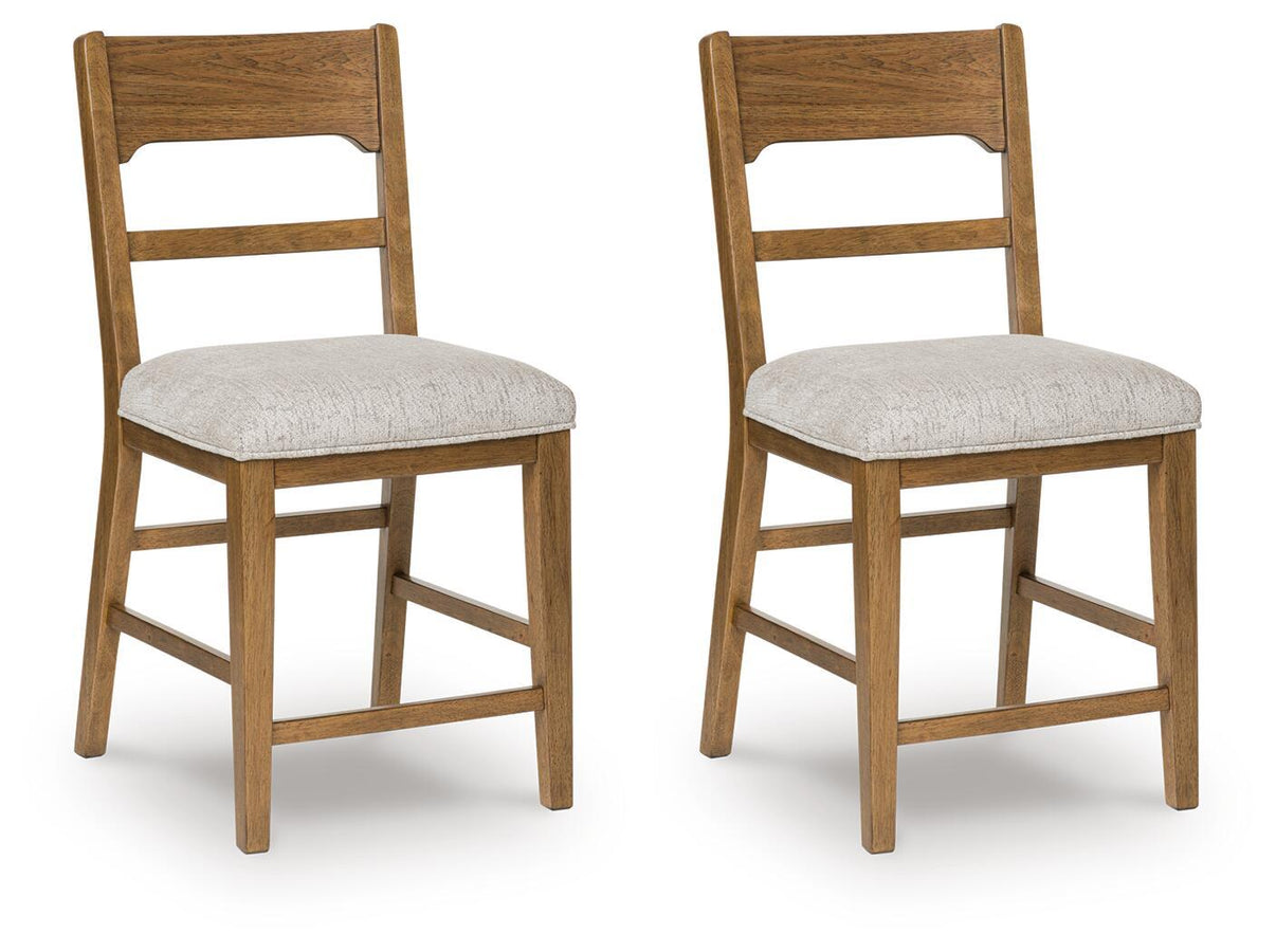 Cabalynn - Upholstered Barstool (Set of 2) - Oatmeal / Light Brown - Signature Design by Ashley® - 1