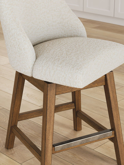 Cabalynn - Upholstered Swivel Barstool (Set of 2) - Oatmeal / Light Brown - Signature Design by Ashley® - 4